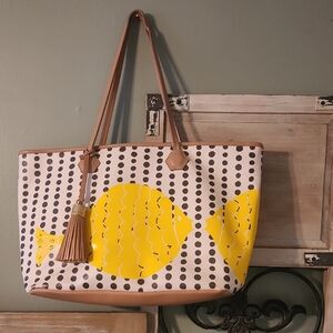 Jonathan Adler Yellow and Brown Polka Dot Tote